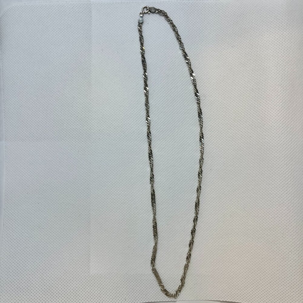925 Sterling Silver 18 Inch Singapore Style Necklace